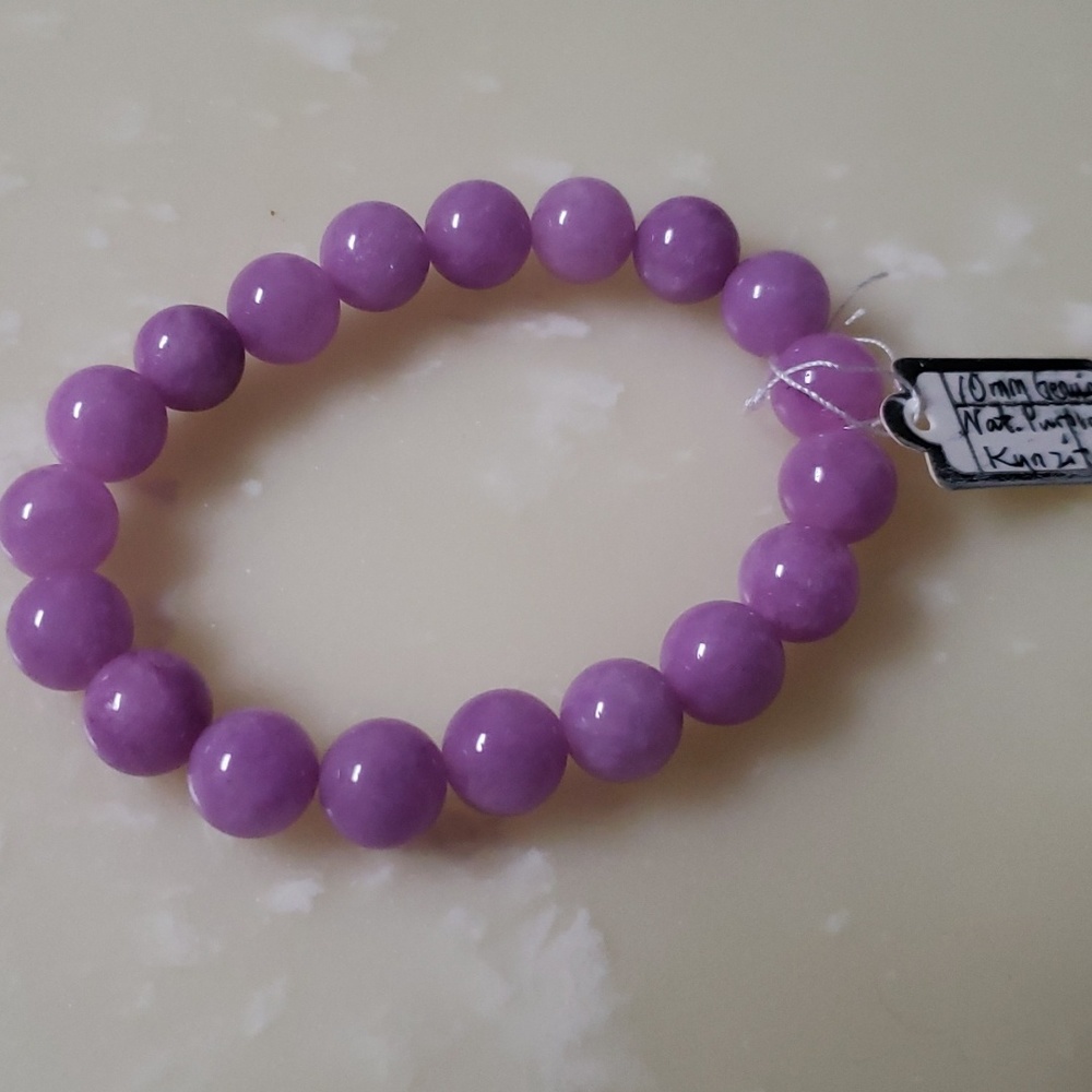 Natural Purple Pink Kunzite  crystal 10mm bracelet.